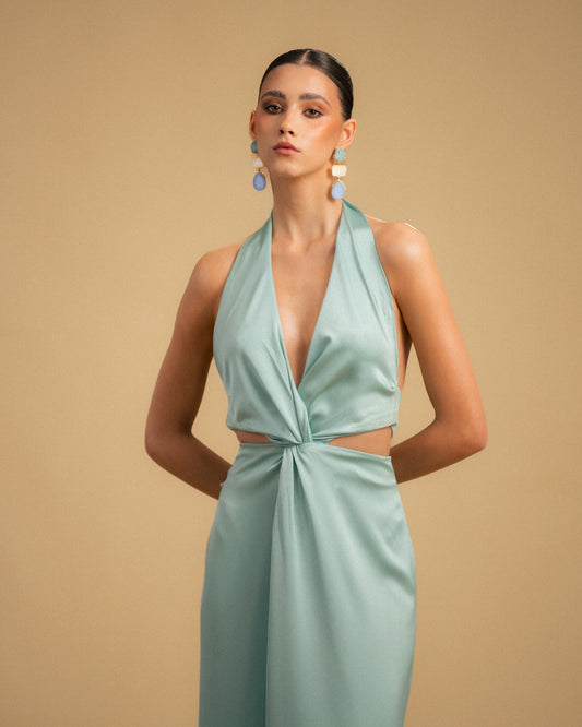 VESTIDO DECOTE EM V ACETINADO