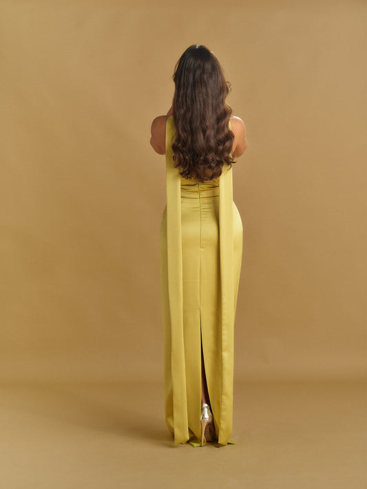 VESTIDO CORAÇÃO ACETINADO COMPRIDO