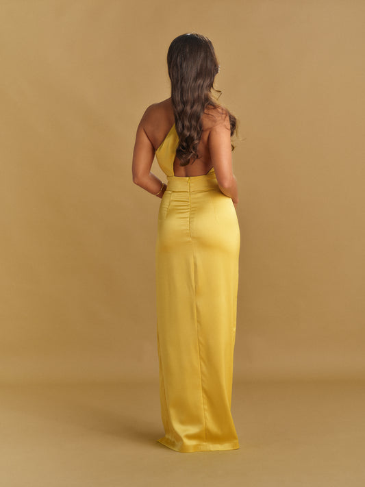 VESTIDO ISADORA RACHA LATERAL ACETINADO