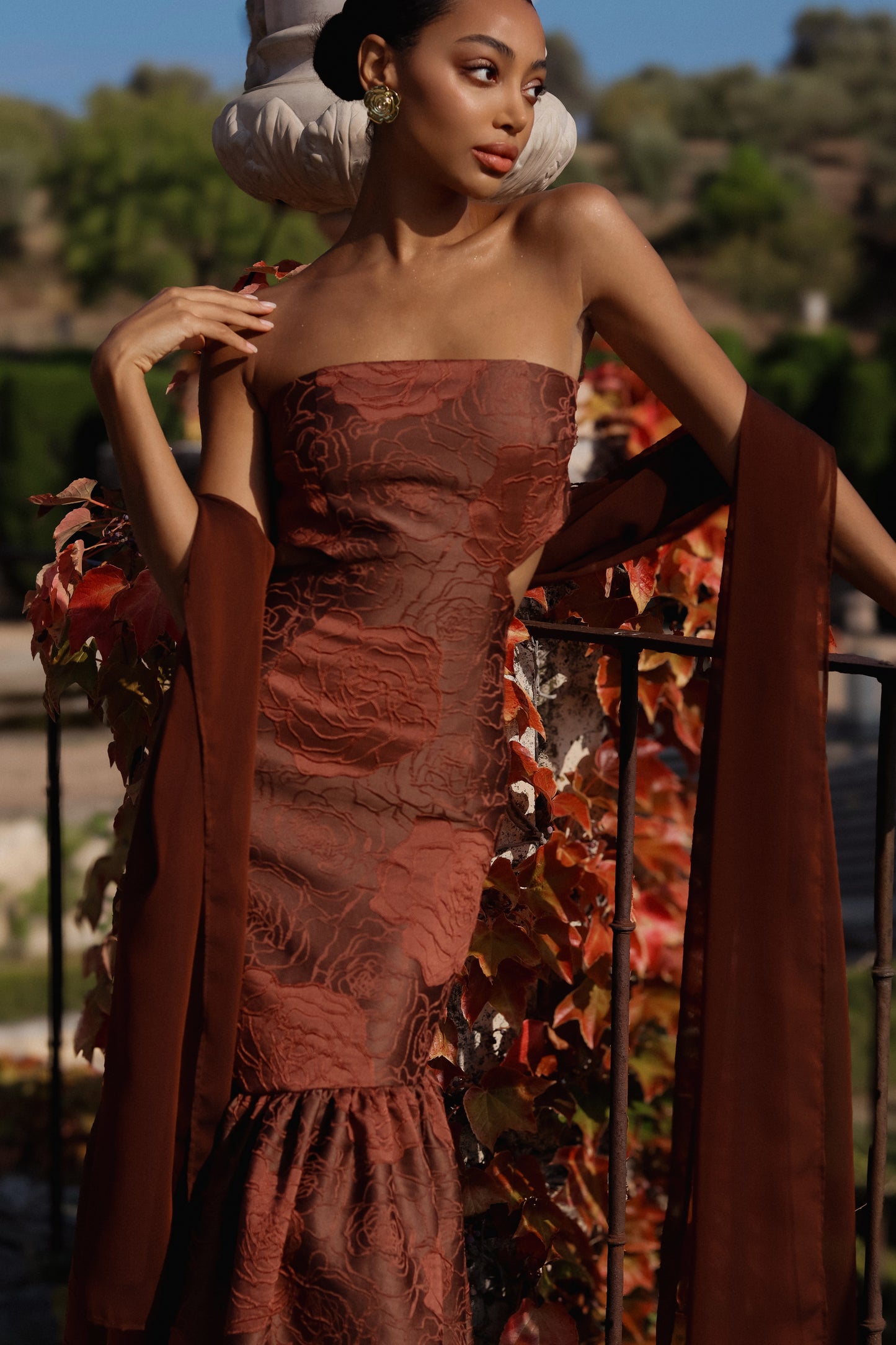 VESTIDO FOLHO JACQUARD FLORAL