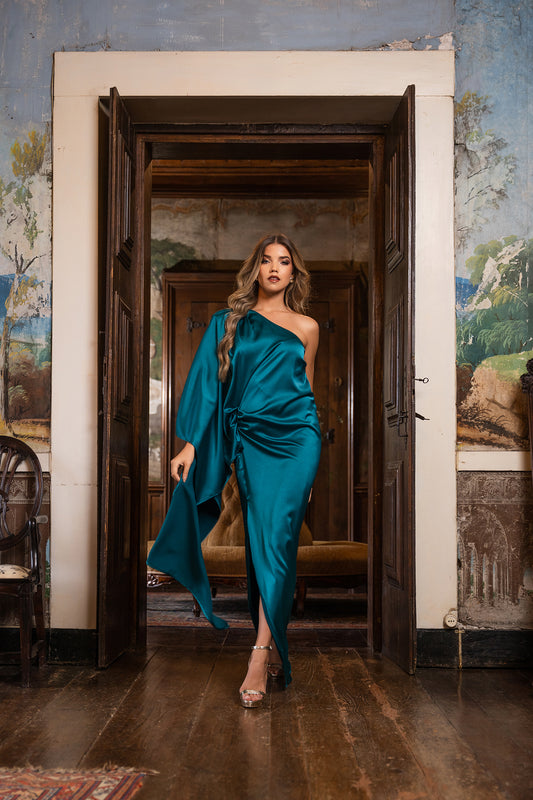 VESTIDO FOLHO ASSIMÉTRICO