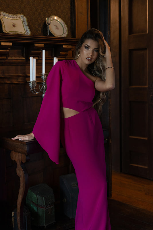 VESTIDO ABERTURA CINTA MANGA