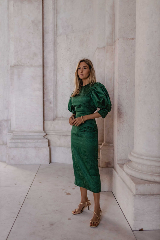 VESTIDO JACQUARD MANGAS BALÃO