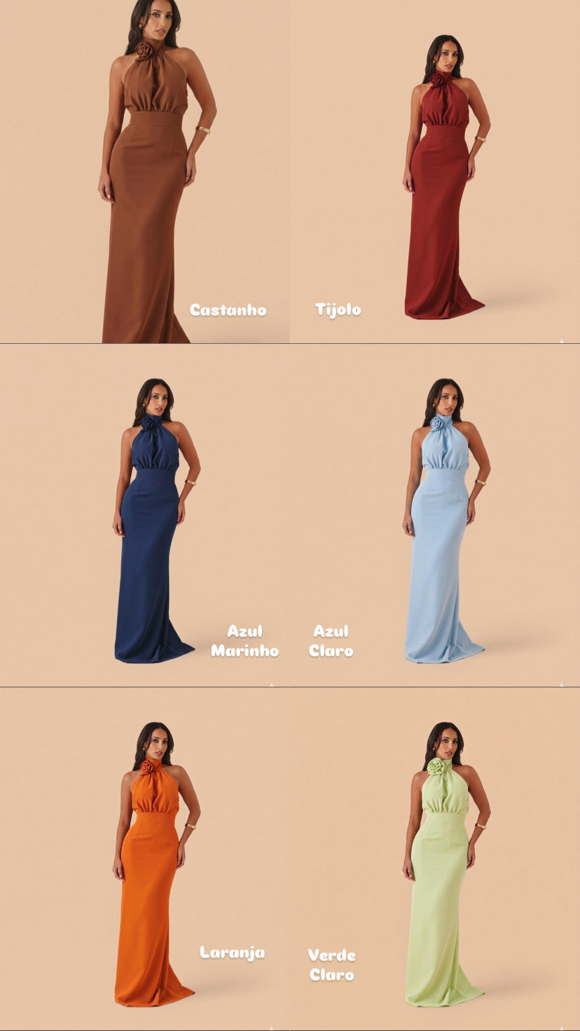 VESTIDO FLOR GOLA VIÉS LAGUNA