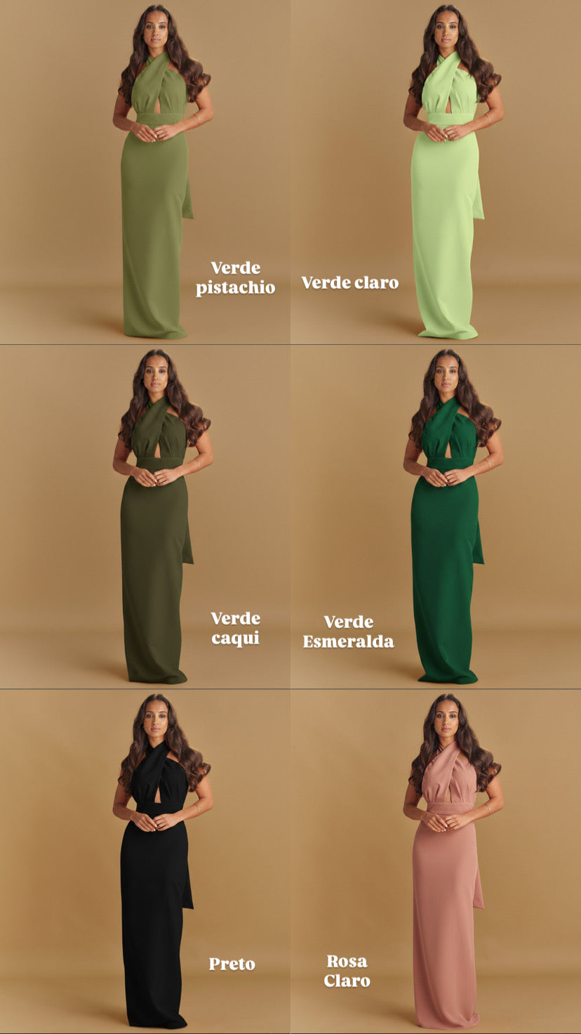 VESTIDO TIRAS CRUZADAS COMPRIDO