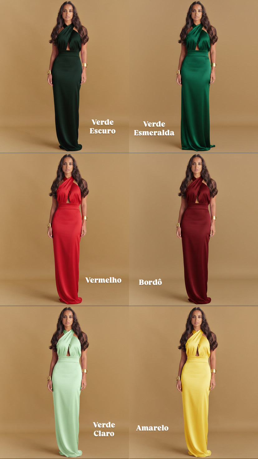 VESTIDO TIRAS CRUZADAS ACETINADO