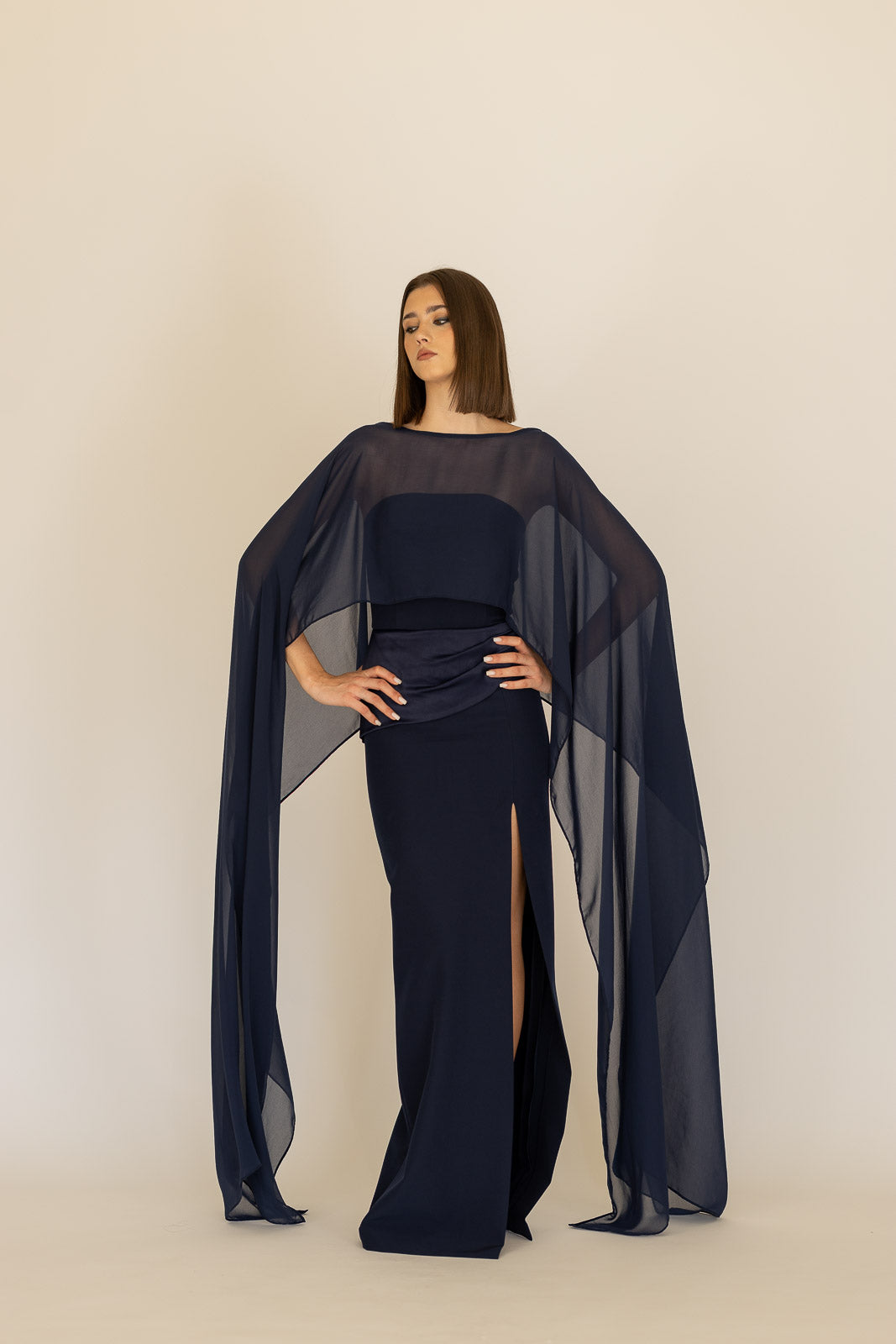 VESTIDO DIANA 2 COM CAPA MOUSSELINE