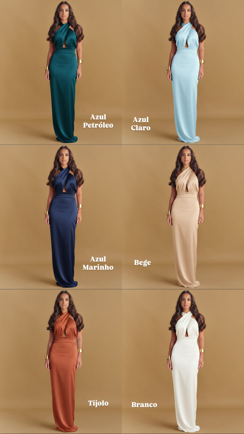 VESTIDO TIRAS CRUZADAS ACETINADO