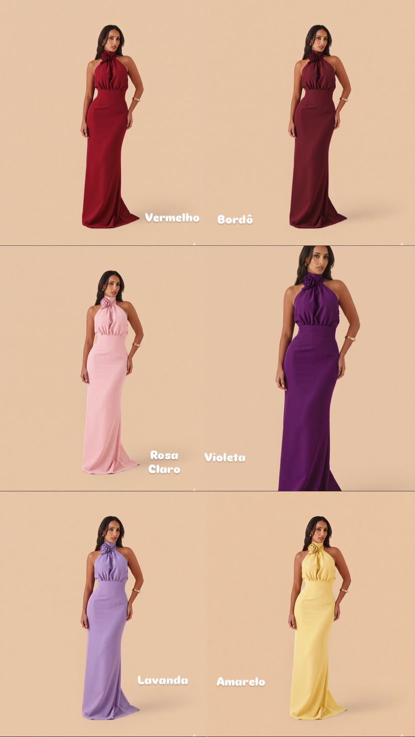 VESTIDO FLOR GOLA VIÉS LAGUNA