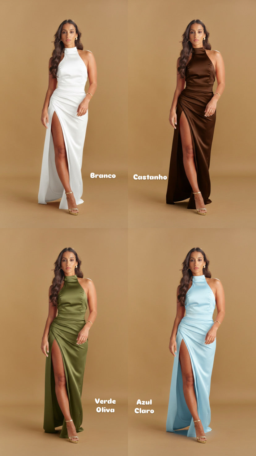 VESTIDO GOLA TRESPASSE ACETINADO