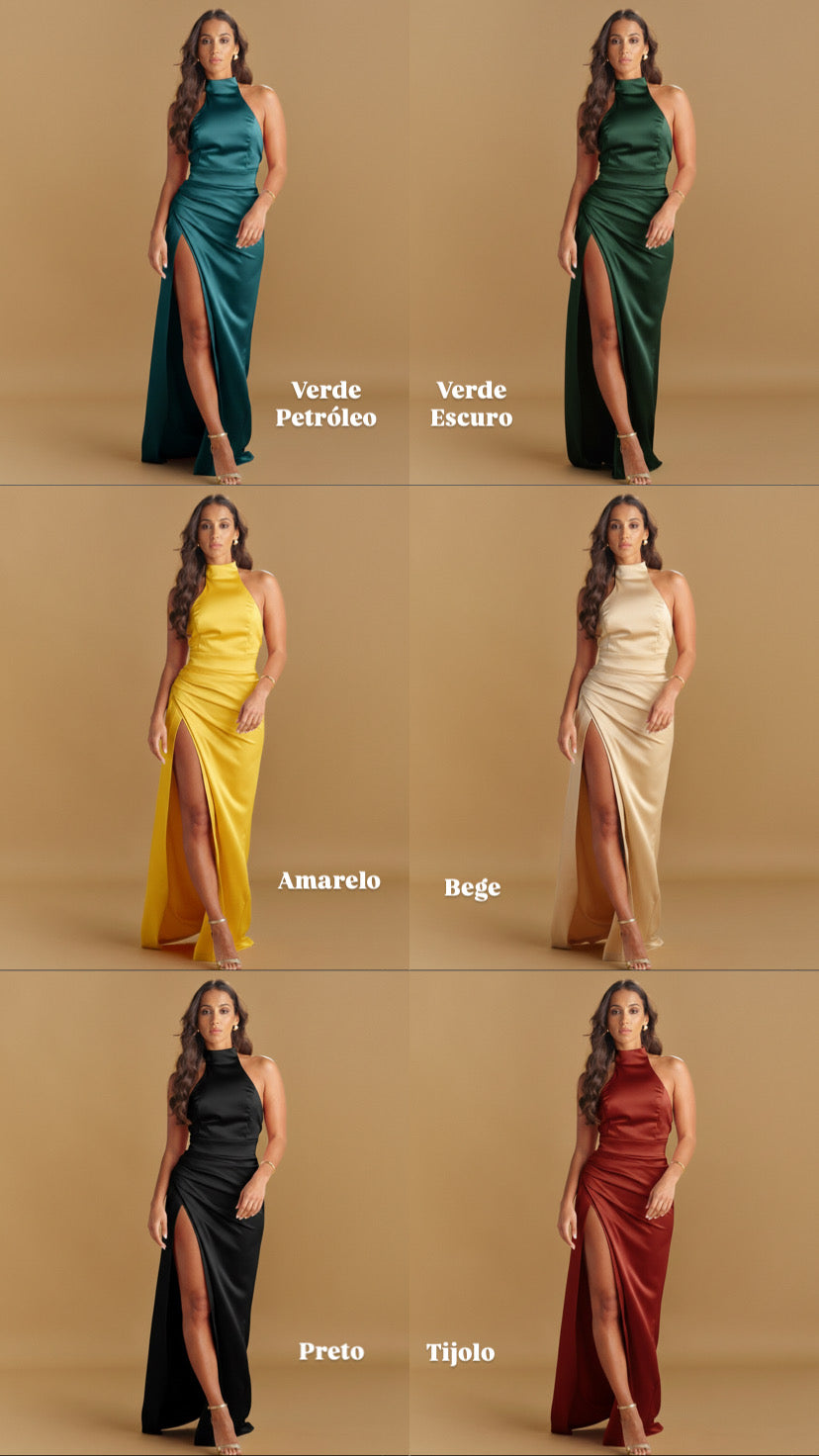 VESTIDO GOLA TRESPASSE ACETINADO