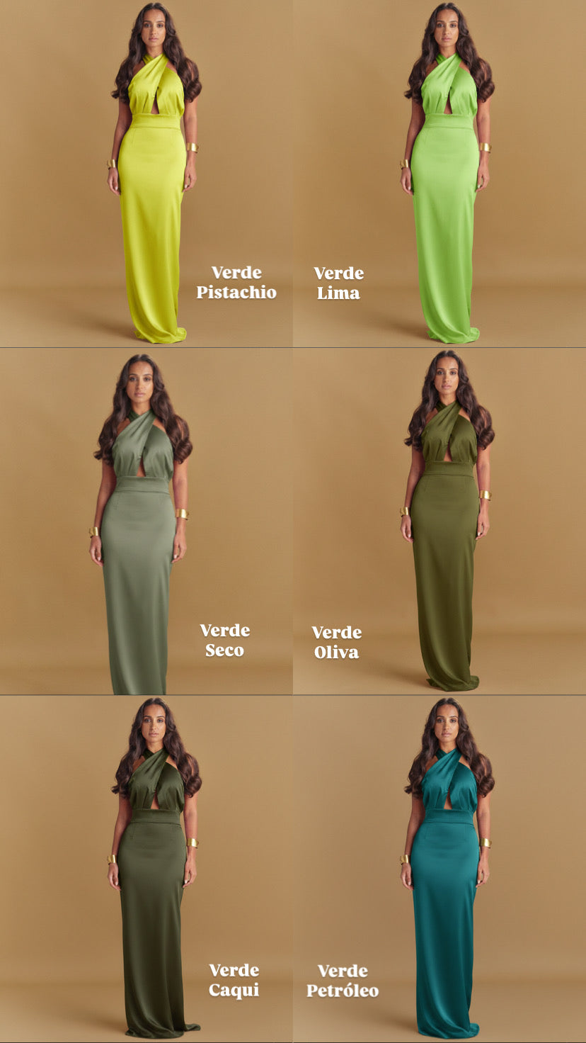 VESTIDO TIRAS CRUZADAS ACETINADO