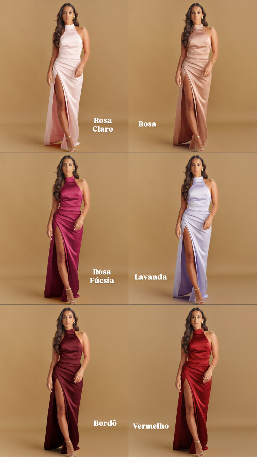 VESTIDO GOLA TRESPASSE ACETINADO