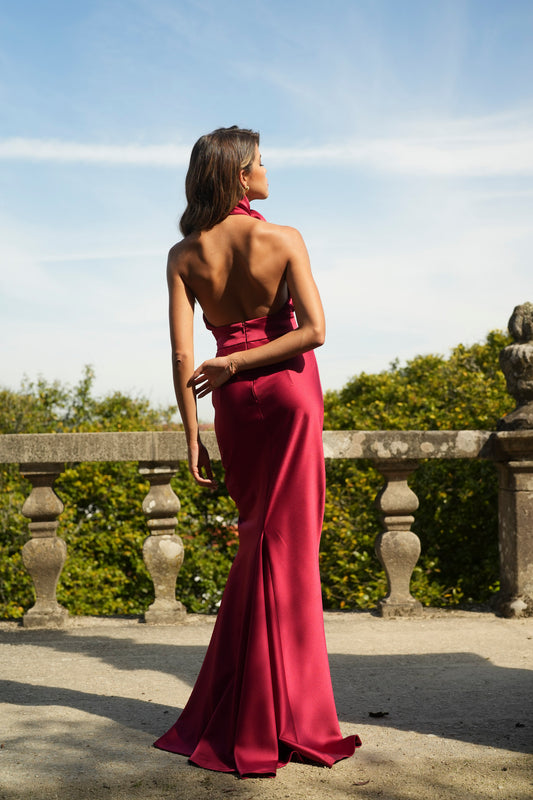 VESTIDO FLOR GOLA VIÉS ACETINADO