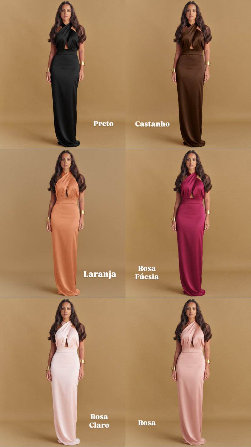 VESTIDO TIRAS CRUZADAS ACETINADO