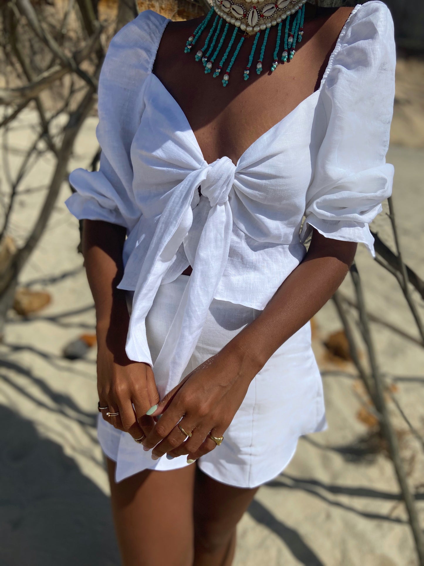 Linen frill top